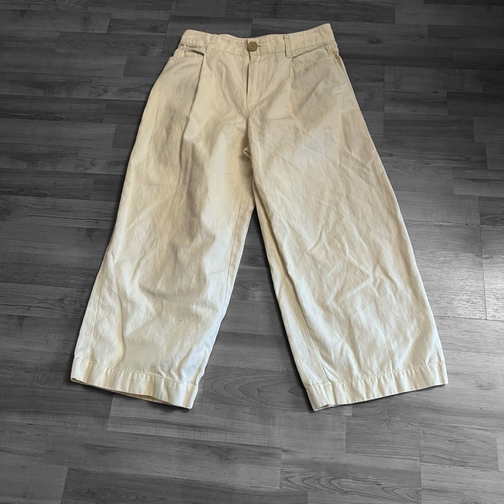Vince Wide Leg Capri Length Cotton Linen Pants Size 2